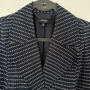 Rafaella Navy w/White Polka Dots 3 Button Blazer 3/4 Sleeve. Office Nautical 1X